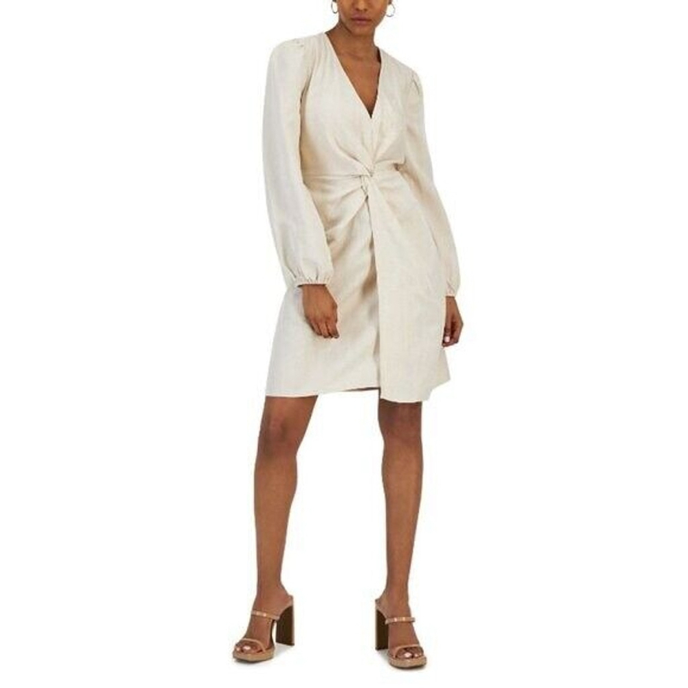 INC International Concepts Size Extra Large Sparkly Linen Twist-Front Dress NWT